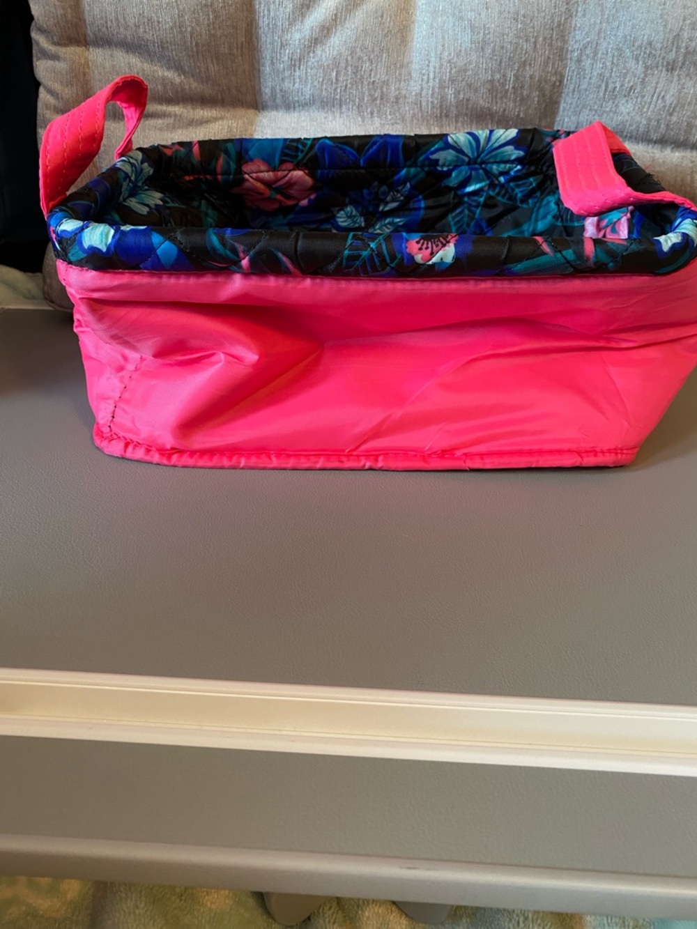 Lug Bright Pink Floral Organizer set of 3-reversible - Picture 2 of 5